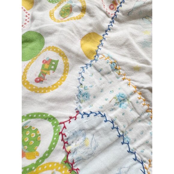 Vintage Handmade Patchwork. 60" x 43" Kid's Quilted Throw Blanket - Picture 6 of 11